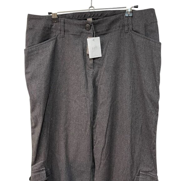 J. Jill Cotton Cargo Trouser Pants NEW NWT Stretch Size 12 Charcoal Gray Utility - Picture 3 of 10